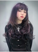 ロング前髪カット顔周りレイヤー韓国ヘア美髪_F0817