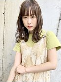 ゆる巻セミディ/ぱっつんバング/ワイドバング/ショコラブラウン
