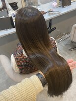 ジーナ 銀座(Zina) 小顔セミウェットウェーブ　ピンクベージュハイライトカラー