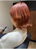おしゃれな暖色カラー×春パーマウェーブボブ