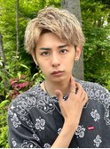 ブリーチパーマ束感アップバングショートツーブロックマッシュ