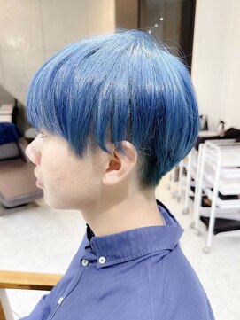 デイズ(days) ネイビーカラーツーブロックマッシュショート  ウルフハイライト