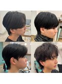 マッシュパーマ/ハイトーンカラー/前髪パーマ