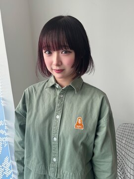 ギグスダブル 栄久屋大通店(gigs double) 顔まわりデザインカット/ショート/ローズブラウン