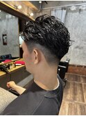 ブルーブラックサーフカール刈り上げ