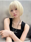 大宮顔周りレイヤーボブレイヤーカット/ブロンドカラー