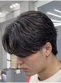 ミディアムフェザーパーマセンターパート