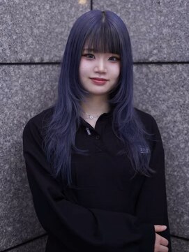 エクラ(ECLAT) ハッシュカット×ハイトーンカラーブルーカラー