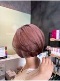 【骨格補正】ピンクブラウンで朝ラク丸みボブ