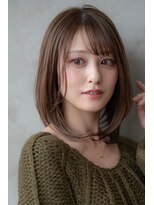 ケアリー 流山おおたかの森(Carelly)&nbsp;大人かわいい前髪セシルカットココアブラウンフリンジウェーブ