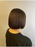 20代30代ミニボブココアブラウン小顔美肌ストレート丸み