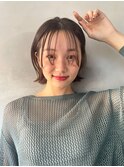 シースルー×甘め切りっぱなしボブ