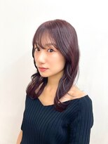 ミディアムレイヤーピンクラベンダー春カラー髪質改善