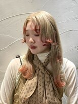 アジールヘア 北千住駅西口店(agir hair) ハイトーンミルクティーベージュ オレンジ裾カラー Y2K 北千住 