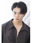 サイドパートダークアッシュブラックニュアンスパーマ所沢韓国