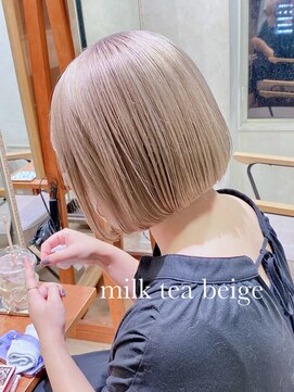 ヌフ(neuf) ハイトーンミルクティーベージュボブ【池袋/イメチェン/】