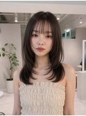顔まわりレイヤー/縮毛矯正/透明感カラー/堀江