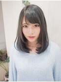 ふんわりミディアムワンカールボブ