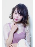 ペールベージュセクションカラーグラデーションカラー外ハネボブ