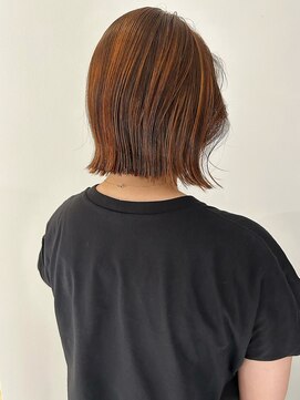 コト 福井大和田店(coto) 福井　大和田　デザインカラー　オレンジハイライト　ボブ　20代