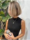 大人上品なAラインボブのバレイヤージュ！_white greige_