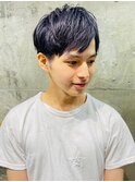 ブリーチ ネイビー ツーブロックマッシュ 10代 20代