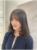 暗髪+ミディアムレイヤー