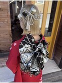 成人式ヘアセット20代 ボブ ブリーチ ボブセット