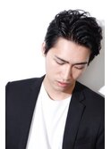 大人爽やか黒髪ツーブロック七三オールバックショート