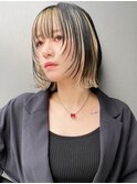 切りっぱなしボブ フェイスレイヤーブロンドインナーカラーt823