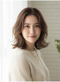 #20代30代ミディアムレイヤーパーマゆるふわニュアンスウェーブ