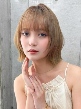 ロンドホットリップ 立川(Lond hot lip) ミルクグレージュ/くびれレイヤーボブ/韓国巻き/顔周りカット
