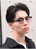 天神フェザーパーマフェザーショートセンターパートガイルヘア