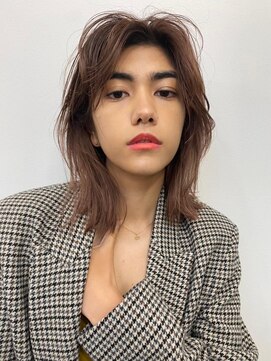 ローウェ 表参道(Louwe) ボブ/大人かわいい/フェザーバング/透け感グレージュ