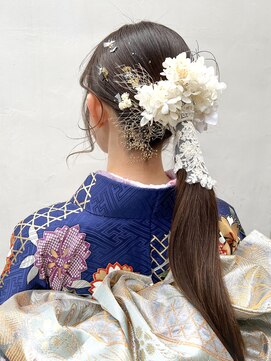 トルネード(TORNADO) 卒業式ヘア水引きアレンジ金箔ヘアラメポニーテール K0915