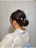ヘアセット 浴衣×大人かわいいお団子ヘア シニヨン/着付け#1