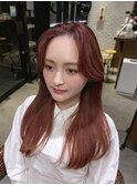 前髪ナシ立ち上げセンターパート韓国風顔周り