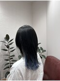 インナーカラーミディアムウルフブルー青髪１０代２０代透明感