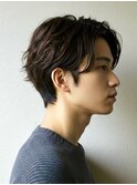 ニュアンスかき上げセンター分け緩めスパイラルシャドウパーマ