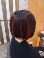 イリエ 川口(irier)&nbsp;インナーオレンジ赤強め/ミニボブ