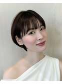 (岩田莉奈)うる艶カラー30代40代50代丸みショートひし形新宿