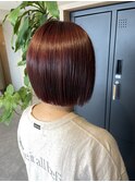 切りっぱなしボブ　ピンクカラー