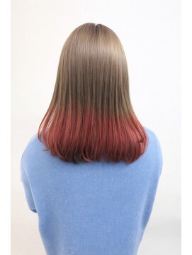 ヘリア(HELIA) 【グラデーションカラー】ベージュ×ピンクレッド