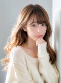 大人可愛いミルクティベージュひし形小顔レイヤー