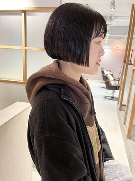 ラミエ バイ メルト 吉祥寺(lamie by melt) "久保田"ミニボブ前下がりあご上まとまるぱつっと地毛風縮毛矯正