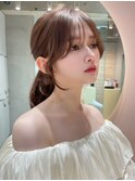 韓国 韓国風顔まわりカット レイヤー マロンベージュ