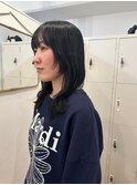レイヤーミニウルフチェリーブラウンショート美髪前下がりボブ
