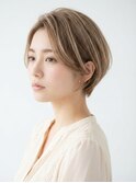 ひし形ショート20代30代40代ハイライトベージュ
