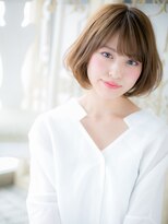 大波純一美容室パーティハン&nbsp;ミルクティーカラー内巻きひし形丸みボブa小山20代30代40代