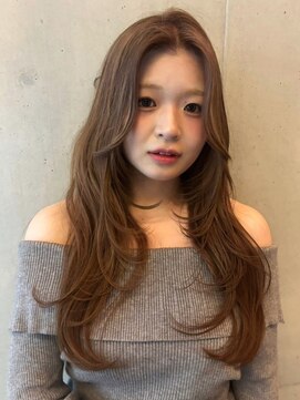 アイリス 天文館店(AIRIS) ロングレイヤー 顔周りカット ベージュカラー 20代 韓国風ヘア